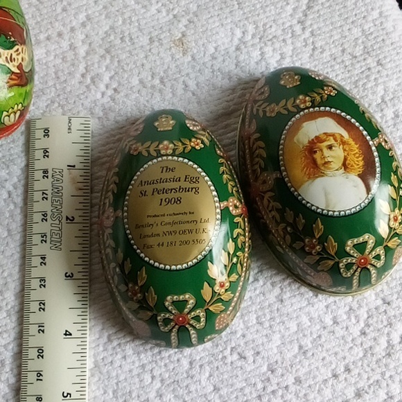 Easter eggs; tin Anastasia - 2 paper-mache West German - Picture 4 of 12